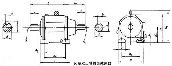 R42……系列帶雙出軸斜齒硬齒面減速機外形及安裝尺寸