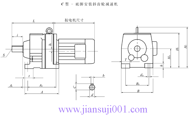 C17……底腳安裝斜齒輪減速機(jī)安裝尺寸