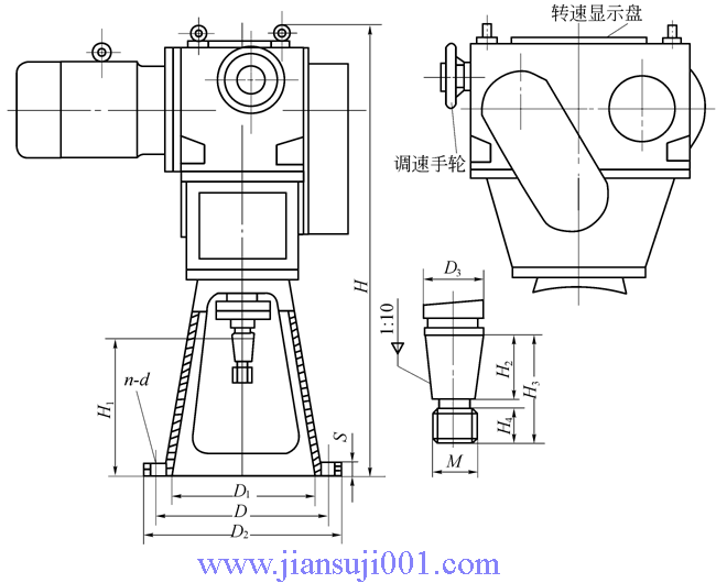 WMBLF系列釜用立式無(wú)級(jí)變速器技術(shù)參數(shù)和外形尺寸