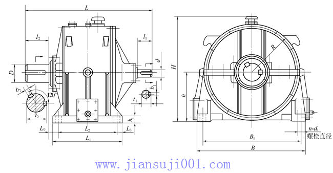 SPA雙排直齒行星減速機(jī)外形及其安裝尺寸