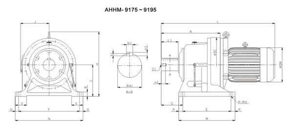 ADC系列擺線減速機尺寸圖表AHHM-9175~9195