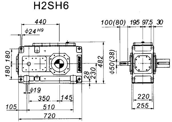 H2SH系列外型及安裝尺寸圖