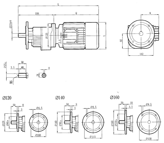 RC硬齒面減速機(jī)-RCF27..型外形及安裝尺寸