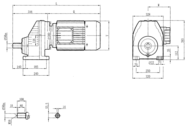 RC硬齒面減速機(jī)-RCX97..型外形及安裝尺寸