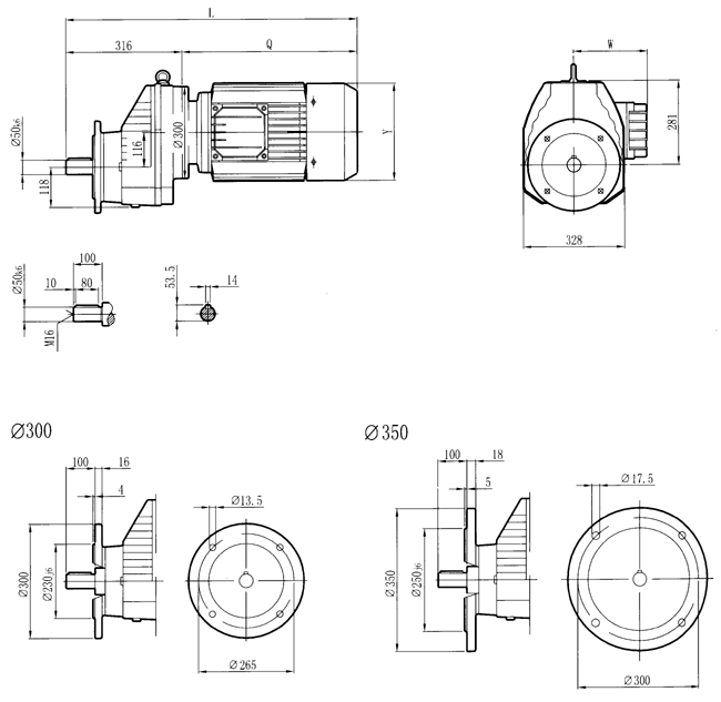 RC硬齒面減速機(jī)-RCXF97..型外形及安裝尺寸