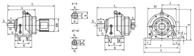 ZG系列鋼鐵公司專用行星擺線針輪減速機(jī)外形尺寸(雙級(jí))