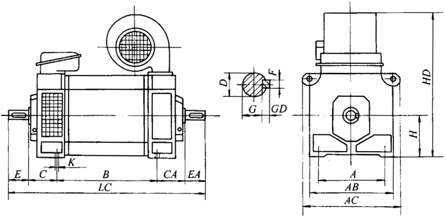 YTD系列調(diào)壓調(diào)速電梯電動(dòng)機(jī)外形及安裝尺寸圖(IM1002)